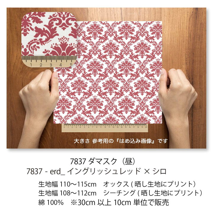 楽天市場】ダマスク柄 生地 イングリッシュレッド 7837-erd 7837 