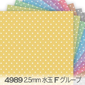 2.5ミリ ドット・水玉（夜） Fグループ ビタミンカラー 4989f 2.5mm ピンドット 水玉小 4989an オックス生地 シーチング ブロード 11号帆布 ダブルガーゼ 日本製 生地 布 松尾捺染 綿100％ 10cm単位 カット売り 入園入学 商用利用可