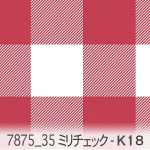 レッド 35ミリブロックチェック 7875-k18 大きなギンガムチェック 北欧風 かわいいチェック生地 オックス シーチング ブロード 生地 布 松尾捺染 綿100% 10cm単位 カット売り 入園入学 商用利用
