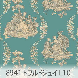 カデットブルー トワル・ド・ジュイ(toile de jouy ) 8941-l10 トワルドジュイ フランスの伝統的な柄 カルトナージュ オックス シーチング ブロード 11号帆布 生地 布 松尾捺染 綿100％ 10cm単位 カット売り 入園入学 商用利用可