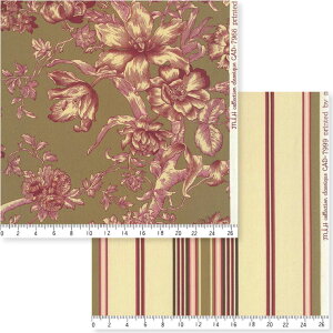 トワルドジュイ 花柄 生地 ストライプ おしゃれ オックス生地 7966-mh 7999-mh M.H.collection classique マルチストライプ 7999-mhfleurir flower フラワー ボタニカル 布 カルトナージュにぴったりオックス