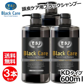 2,310円お得！ ブラックケアシャンプーKD 600ml お得な3本セット ブラックシャンプー リンス不要 スカルプ シャンプー ボリューム ツヤ 潤い しっとり さらさら 天然成分 地肌ケア レディース メンズ ボトル 弱酸性