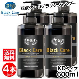 3,080円お得！ ブラックケアシャンプーKD 600ml お得な4本セット ブラックシャンプー リンス不要 スカルプ シャンプー ボリューム ツヤ 潤い しっとり さらさら 天然成分 地肌ケア レディース メンズ ボトル 弱酸性