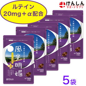 風光明媚 5袋 セット 合計150粒(約150日分) けんしん サポートサプリ ルテイン20mg アイケア 目 サプリメント ふうこうめいび メグスリノキ ハスカップ がごめ昆布 コンドロイチン サプリ