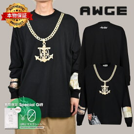 AWGE オーグ 【本物保証】 Tシャツ、ストリートスタイル、メンズ DRIP BLACK LONG SLEEVE / BLK