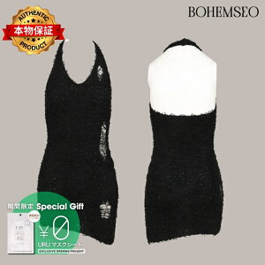 BOHEMSEO �{�w���\ �y�{���ۏ؁z �����s�[�X �X�g���[�g�n ���f�B�[�X BOUCLE DAMAGE MINI-DRESS / BLK