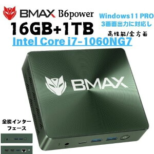 BMAX ミニPC 16GB DDR4 1TB NVMe SSD Intel Core i7-1060NG7 mini PC Windows 11 Pro 最大3.8GHz 4コア8スレッド 省電力 豊富なポート 4K 60Hz 3画面同時出力 Type-C (full features) HDMI*2/USB*3/ Wi-Fi 6 / 2.4+5G/BT5.2/WIFI6
