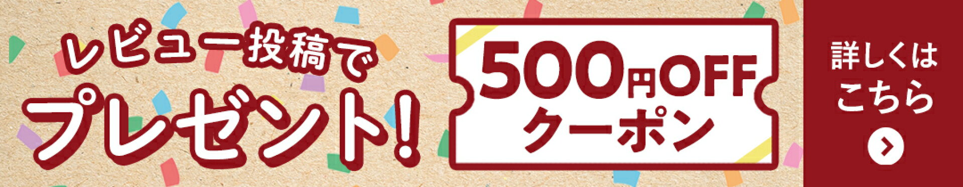 レビュー投稿で500円OFFクーポンプレゼント