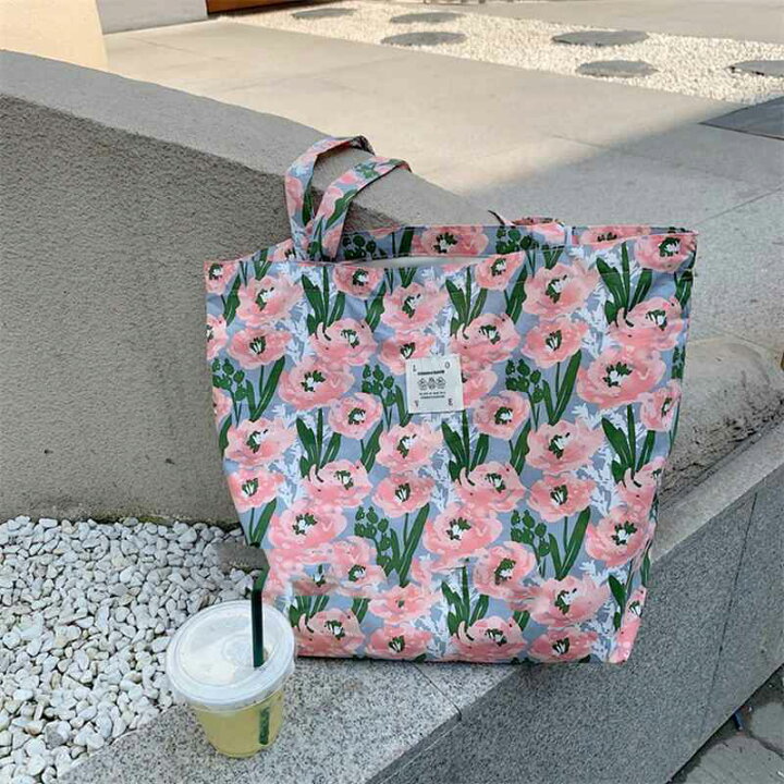 楽天市場】キャンバスバック 花柄 バラ柄 可愛い チューリップ 