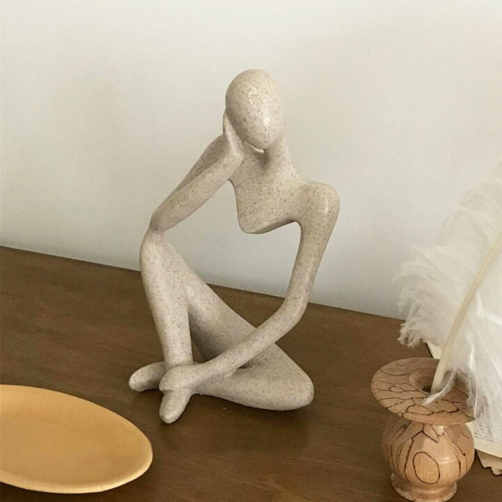 楽天市場】オブジェ 抽象彫刻 アート 砂岩 考える人 物思いに耽る 現代 