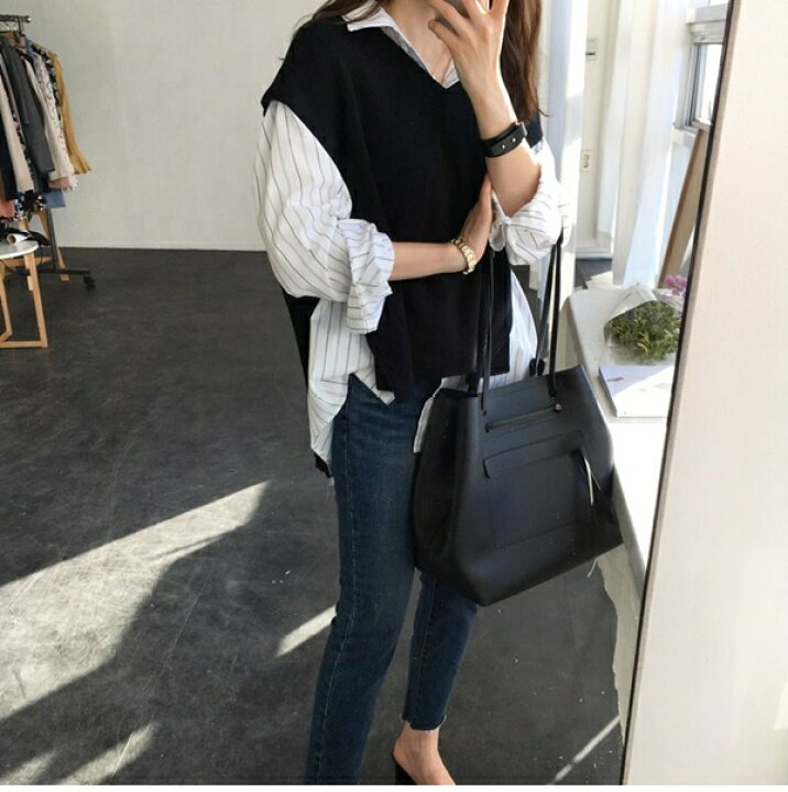 楽天市場 レビューでプレゼント 韓国 ファッション レディース トップス ベスト ジレ 韓国 春 夏 カジュアル Ptxa359 オルチャン ファッション コーデ シンプル 定番 セレカジ 代 30代 40代 22 サイドスリット ドロップショルダー オーバーサイズ リブニット