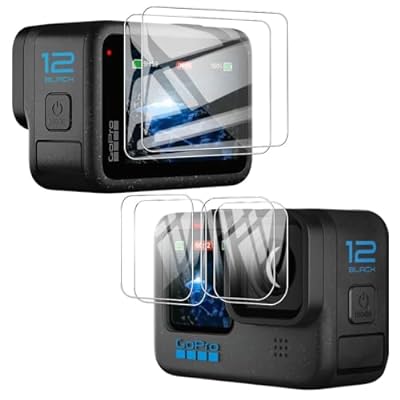 2023NEW For GoPro Hero12 Black 粘着式レンズガード2枚＋GoPro Hero12 Black レンズ保護フィルム 2枚液晶保護フィルム 硬度9H [HD 透明度] 自動吸着 貼り付け簡単 浮き防止 気泡レ
