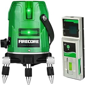 Firecore レーザー墨出し器 5ライン緑レーザー墨出し器 高輝度 4方向大矩ライン照射 グリーンクロスレーザーライン レーザーレベル レーザー水平器 360°照射レーザー レベル 水平・垂直墨だし 充電式 レーザー測定器 EP-5G【受光器セッ