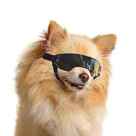 小型犬用サングラス UV保護 防風性 曇り止め 犬用ゴーグル ペットアイウェア用、ブラック