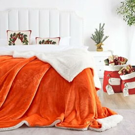 毛布 ブランケット フランネル 毛布の極め 厚手 吸湿 発熱 マイクロファイバー 寝心地良い 静電気防止 両面とも使える シングル オレンジ 140x200cm