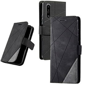 UnivoColors Sony Xperia 1 IV（ SOG06 / SO-51C ）手帳型ケース カード収納 スタンド機能 サイドマグネット TPUケース 軽量 ストラップ付き QI充電対応 横置き機能 防指紋 レンズ保護 全面保護 (ブラッ