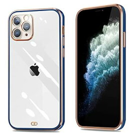 iPhone11 pro ケース クリア 耐衝撃 TPU 薄型 軽量 全面保護カバー iPhone 11 pro カバー (ネイビー・ブルー)