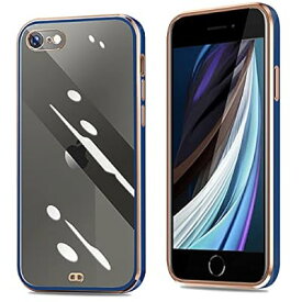 iPhone SE3 / iPhone SE2 / 8 / 7 ケース クリア 耐衝撃 TPU 薄型 軽量 全面保護カバー iPhone SE2 カバー (ネイビー・ブルー)