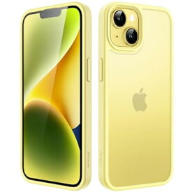 JEDirect マットケース iPhone 14 6.1インチ用 耐衝撃性ミリタリーグレードの落下防止 つや消しの半透明の背面電話カバー 指紋防止 (イエロー)