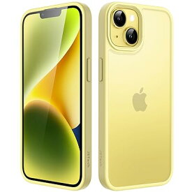 JEDirect マットケース iPhone 14 Plus 6.7インチ用 耐衝撃性ミリタリーグレードの落下防止 つや消しの半透明の背面電話カバー 指紋防止 (イエロー)