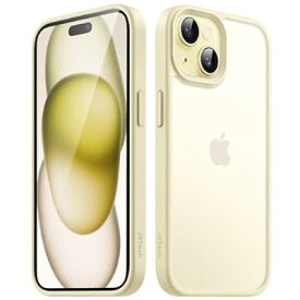 JEDirect マットケース iPhone 15 Plus 6.7インチ用 耐衝撃性ミリタリーグレードの落下防止 つや消しの半透明の背面電話カバー 指紋防止 (イエロー)