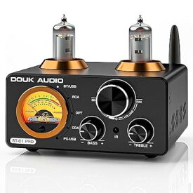 Douk Audio ST-01 PRO Bluetooth 5.0 パワーアンプ 6K4 真空管 アンプ 100W*2 USB DAC COAX/OPT VUメーター