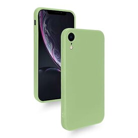 iPhone XR ケース 耐衝撃 シリコン カバー 軽量 薄型 柔軟 アイフォンXR スマホケース マット質感 指紋防止 擦り傷防止 落下防止 滑り止め ストラップホール付き (グリーン)