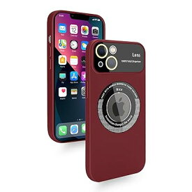 iPhone 13 ケース MagSafe対応 シリコン 耐衝撃 薄型 軽量 アイフォン13 スマホケース 柔軟 マットな質感 レンズ保護 大きなカメラ窓 プロテクター付き 指紋防止 ワイヤレス充電対応（レッド）