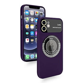 iPhone 12 ケース MagSafe対応 シリコン 耐衝撃 薄型 軽量 アイフォン12 スマホケース 柔軟 マットな質感 レンズ保護 大きなカメラ窓 プロテクター付き 指紋防止 ワイヤレス充電対応 （パープル）