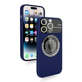 iPhone 14 Pro ケース MagSafe対応 シリコン 耐衝撃 薄型 軽量 アイフォン14Pro スマホケース 柔軟 マットな質感 レンズ保護 大きなカメラ窓 プロテクター付き 指紋防止 ワイヤレス充電対応（ブルー）
