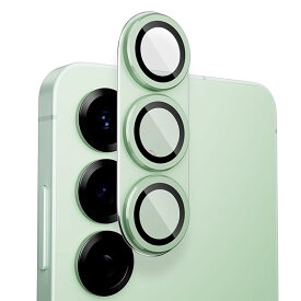レンズカバー Samsung Galaxy S25用 カメラフィルム アルミ合金製 9H強化ガラス 傷防止 レンズ保護 耐衝撃 S25用 カメラ保護 高透過率 黒縁取り 露出オーバー防止 カメラレンズプロテクター グリーン