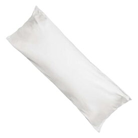 枕カバー 綿100％ サテン織り 300本高密度生地 カバーのみ 防ダニ ファスナー式 ロング枕カバー 白 ホワイト 120×35cm