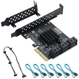 PCIe x4 SATAカード6ポート、6 Gbps PCIe に Sata コントローラ拡張カード 、SATA 3.0ノンレイド、6 SATAケーブルおよびロープロファイルブラケット付き(ASMedia 1166)