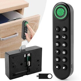指紋ロック 安全ロック ハンドルドアロック スマートドアロック 指紋/メカニカルキー 指紋錠 複数指紋登録可能 USB充電 (縦方向)