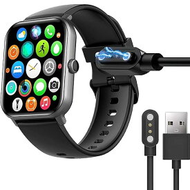 for HOIBAIスマートウォッチ ケーブル, USB 磁気充電ケーブル 磁気吸着 1メートル 対応 HOIBAI KW105 PRO 1.85 インチ スマートウォッチ (ブラック)