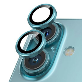 カメラフィルム iPhone 16/16 Plus用 カメラカバー 9H強化ガラス アルミ合金 アイフォン16/16Plus用 カメラ保護 キズ防止 耐衝撃 高透過率 黒縁取り 露出オーバー防止 極薄 レンズカバー プロテクター グリーン