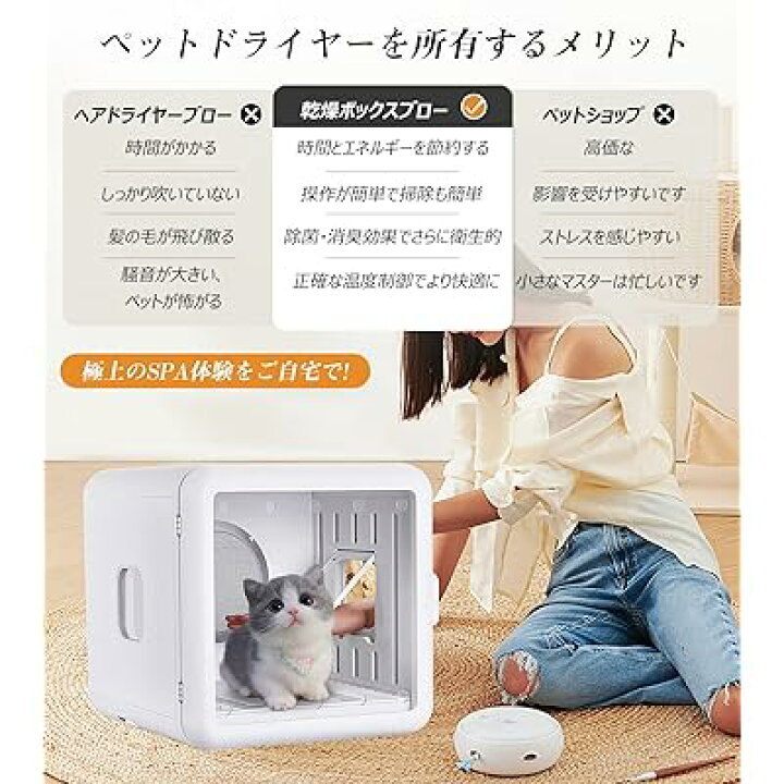楽天市場】犬 猫 ペットドライルーム 65L大容量 ドライハウス 静音 