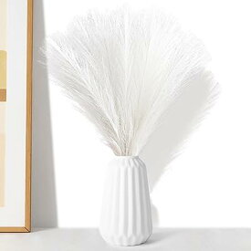 人工的な葦の草、人工的な乾燥した葦の草の花瓶の注入口、人工的な擬似花の綿毛の草の居間の台所結婚式のボヘミアン装飾(白い)