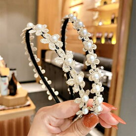 カチューシャ フラワーリボン キッズ ヘッドドレス パール 髪飾り 写真撮影 卒業式 入学式