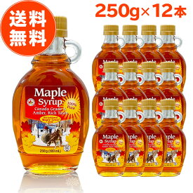 【 楽天1位 】 メープルシロップ 250g／189ml 12本セット 朝日 ケース 純度100％ メープル シロップ カナダ アンバー グレードa アンバーリッチテイスト グレードaアンバー 無添加 ジャム 瓶 おすすめ メーカー ランキング 送料無料