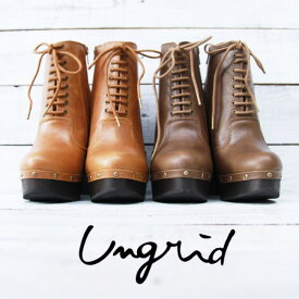 Ungrid(アングリッド)16,800⇒9,900(40%OFF)スタッズレースアップブーツショートブーツ 靴 ウェッジ レディース セール カジュアル 送料無料