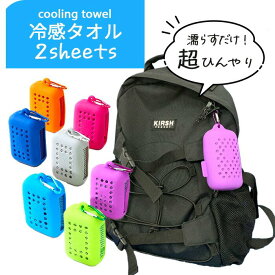 "ひんやり×ぬれん！通気性◎シリコンケース" 冷却タオル 2枚セット 30×90cm カラビナケース1個 冷感タオル 熱中症対策 冷却 グッズ 濡らす振るだけ ひんやりクールタオル キッズ アウトドア 子供 冷たい 暑さ対策 ひんやりタオル ケース 誕生日プレゼント 女友達 女性