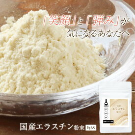 【LINE登録で20％OFFクーポン】エラスチン 粉末 サプリ コラーゲン ヒアルロン酸 6g 国産 高分子 パウダー エラスチン粉末 豚由来 ハリ 弾力 女性 美容 健康 計量スプーン付 着色料不使用 保存料不使用 香料不使用 肌悩み 乾燥 保湿 高純度 送料無料