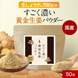 【500円OFFセール】【新発売】生姜パウダー 国産 高知県産 50g すごく濃い 黄金生姜 パウダー 粉末 【 保存料 無添加 乾燥生姜 ショウガオール ジンジャー しょうが ショウガ 送料無料 レビュー特典