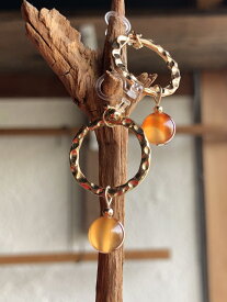 天然石 カーネリアン ノンホールピアス