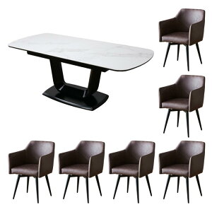 \全商品に使える10%offクーポン!!/ ダイニングテーブル セラミック 6人掛け 回転椅子 伸縮 テーブル 7点セット ダイニングセット 伸長式テーブル ダイニングチェア チェア 160 200 北欧 6人 ダ