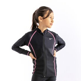 ＼全商品14倍！／メール便対応 ナイキ NIKE スクール ロングスリーブ ラッシュガード GIRLS ブラック アトミックパンチ 130cm SP22 F Z UV ジッパー式 水着 スクール水着 女子 あす楽対応