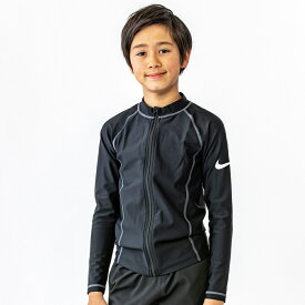 ＼全商品12倍+400円クーポン！／メール便対応 ナイキ NIKE スクール ロングスリーブ ラッシュガードジップアップ BOYS ブラック グレー 140cm SS23 F Z UV 水着 スクール水着 男子 あす楽対応