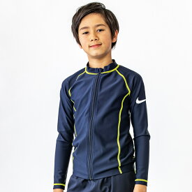 ＼全商品14倍！／メール便対応 ナイキ NIKE スクール ロングスリーブ ラッシュガードジップアップ BOYS ライム きみどり 120cm SS23 F Z UV 水着 スクール水着 男子 あす楽対応