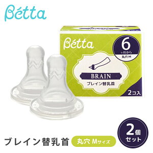 ベッタ 哺乳瓶専用 ドクターベッタ 哺乳びん専用 ブレイン替乳首 2個セット 丸穴 Mサイズ Betta
